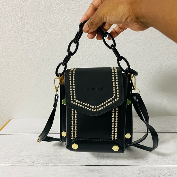 1009-Black Mini Embroidered Bag - Picture 3 of 4